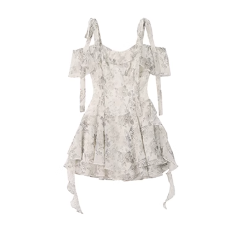 flower shirring one-piece DL1433