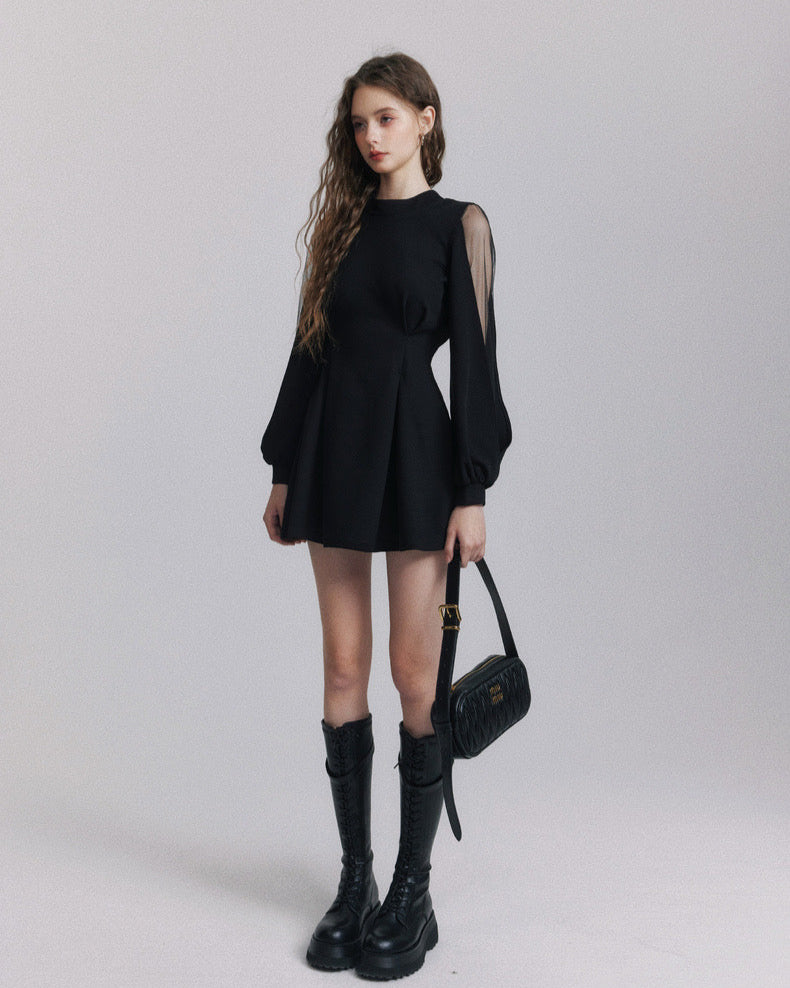 side see-through point one-piece DL1280