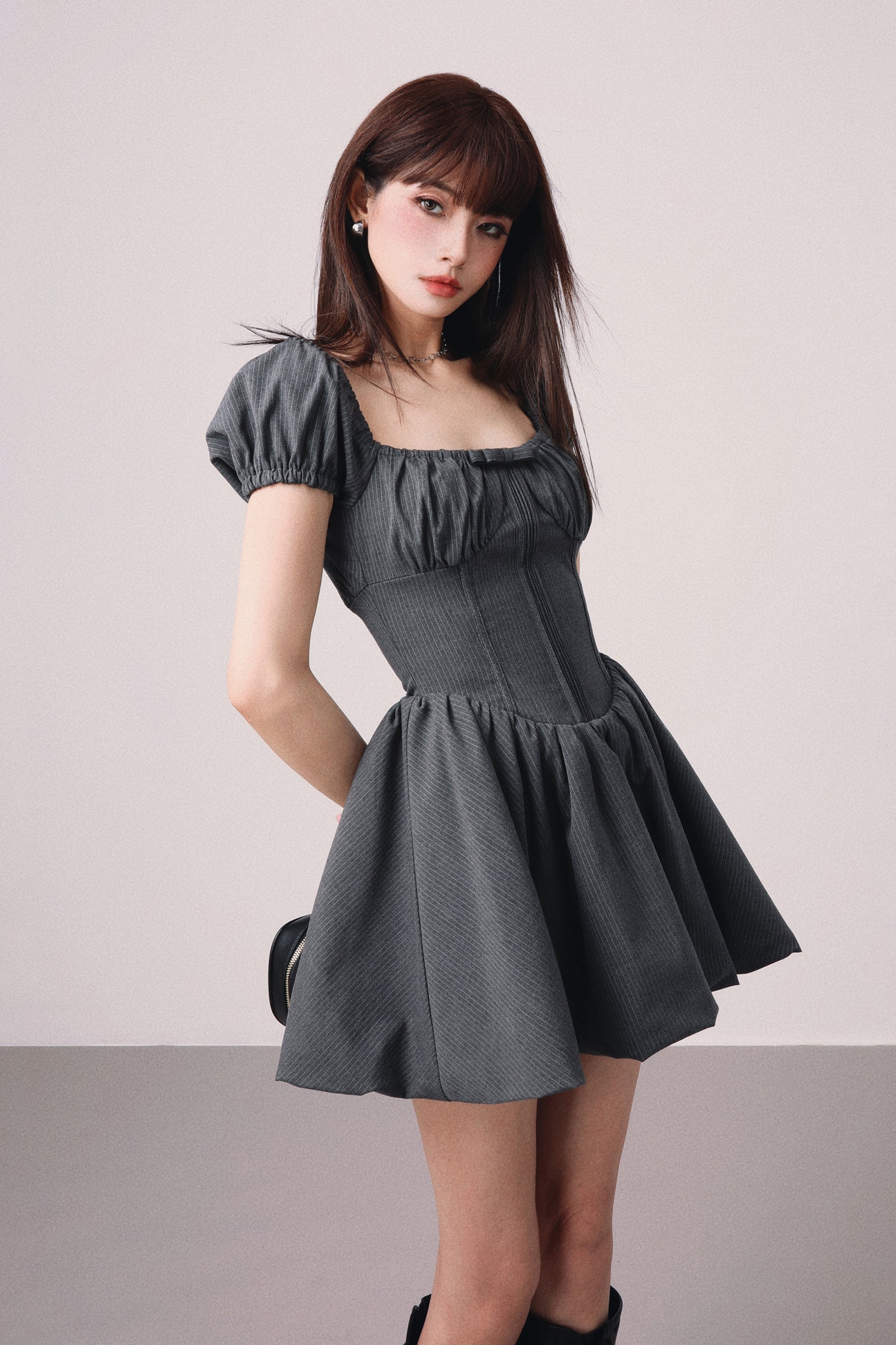 slim stripe ribon one-pice DL1315