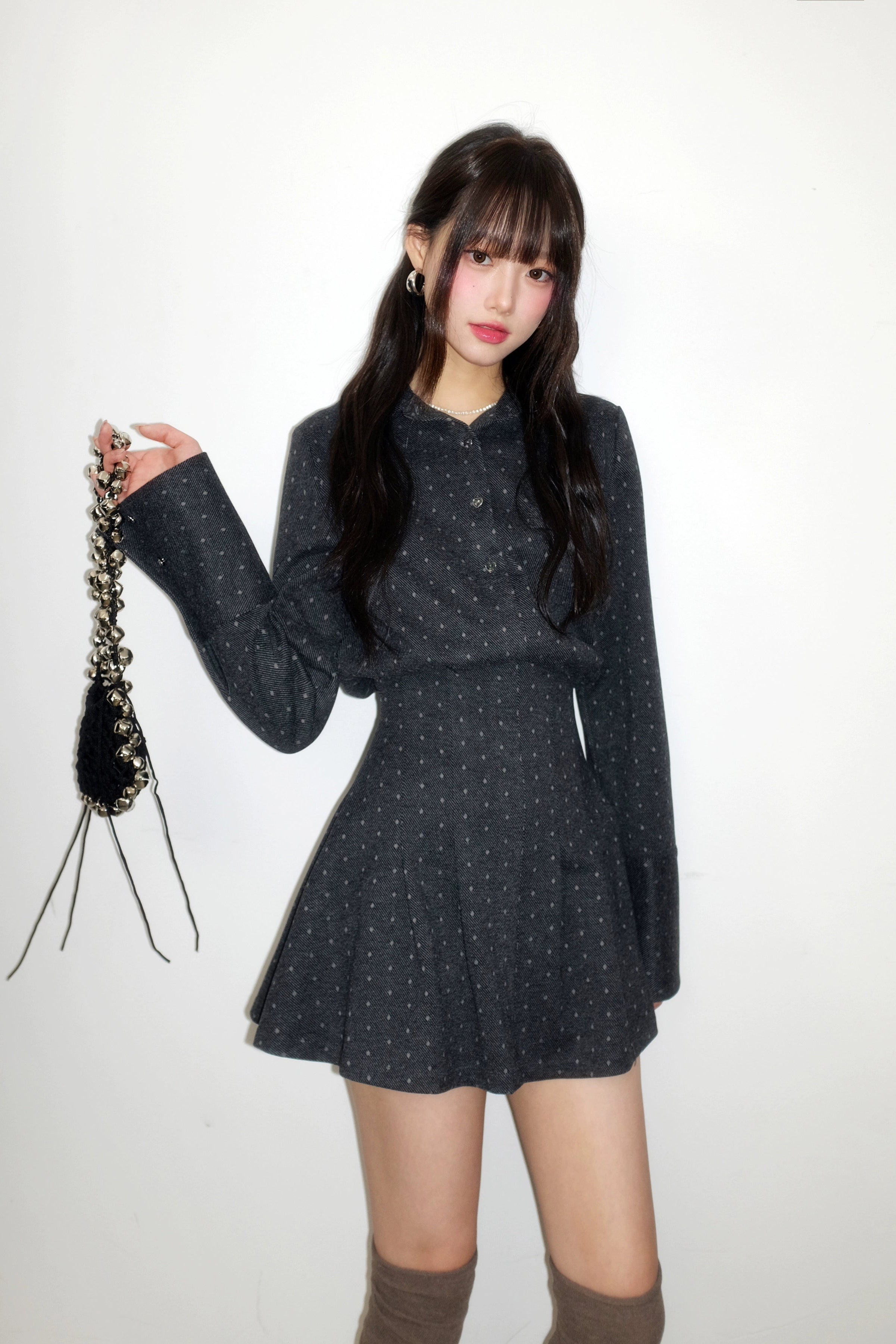 polka dot collar one-piece DL1449