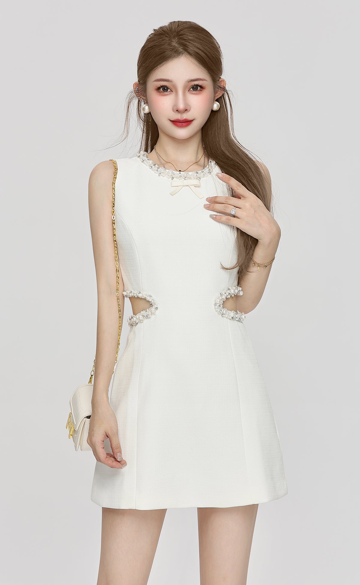 front ribbon bijoux one-pieceDL1356