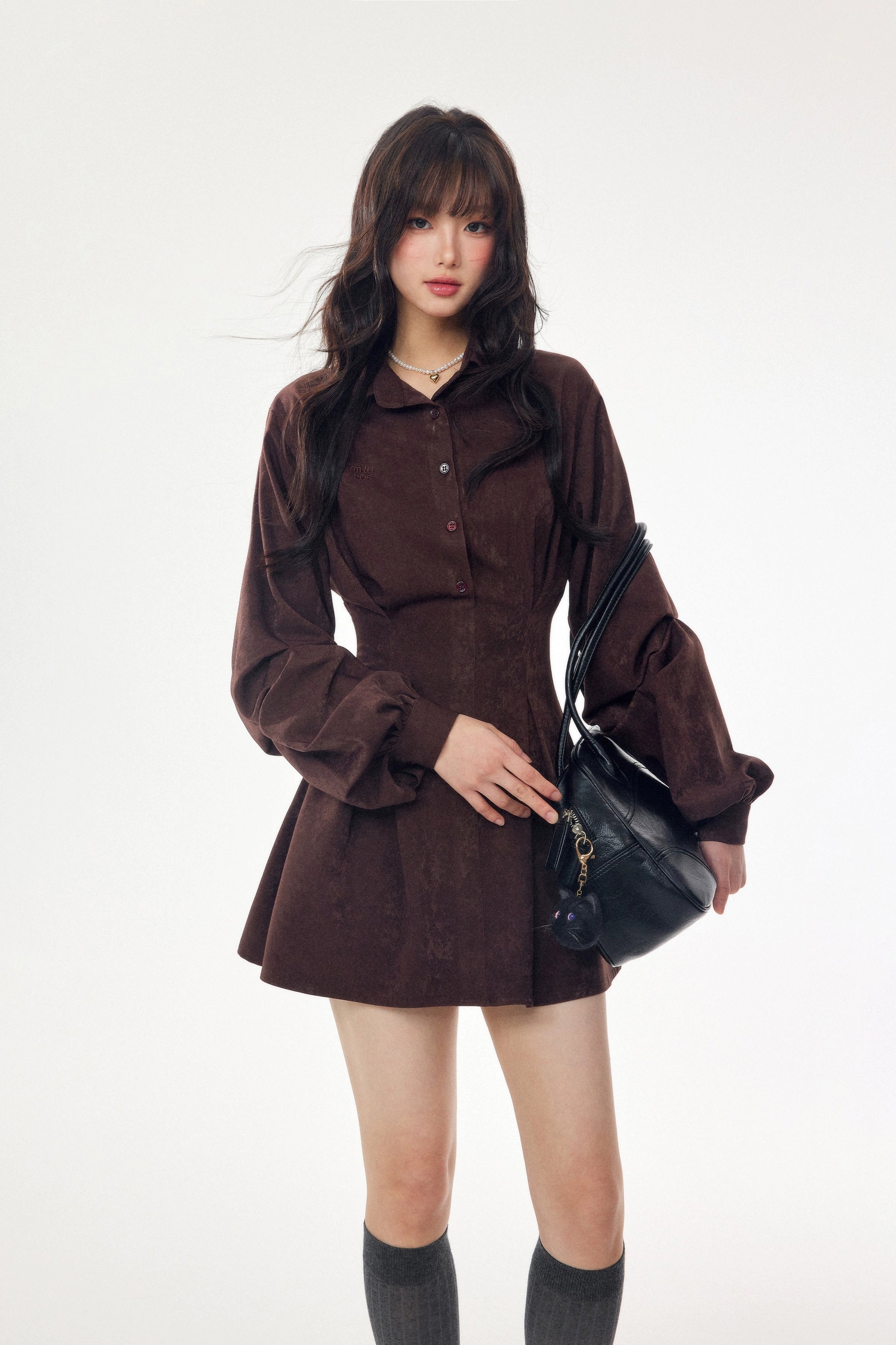velour flare shirt one-piece DL1440
