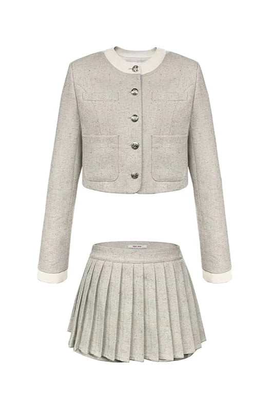 no collar gray tailored jacket DL10064