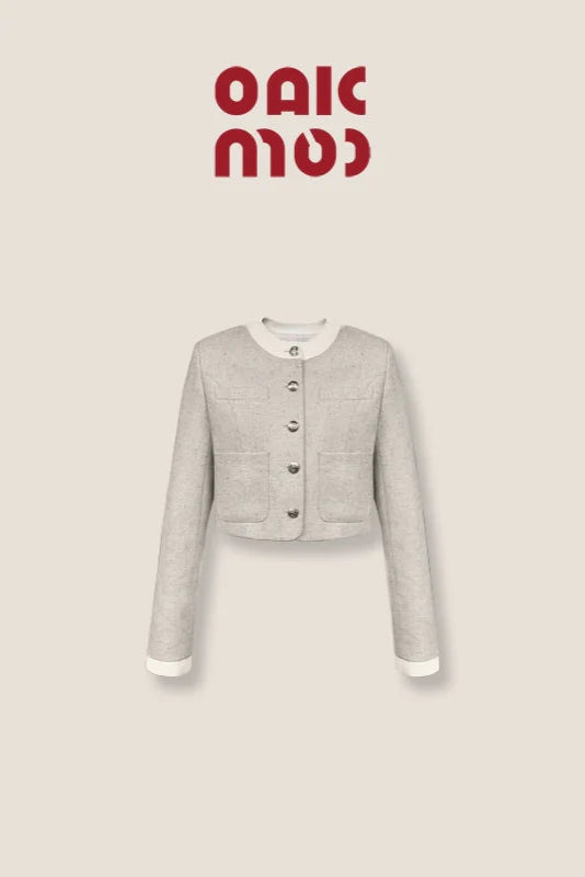 no collar gray tailored jacket DL10064