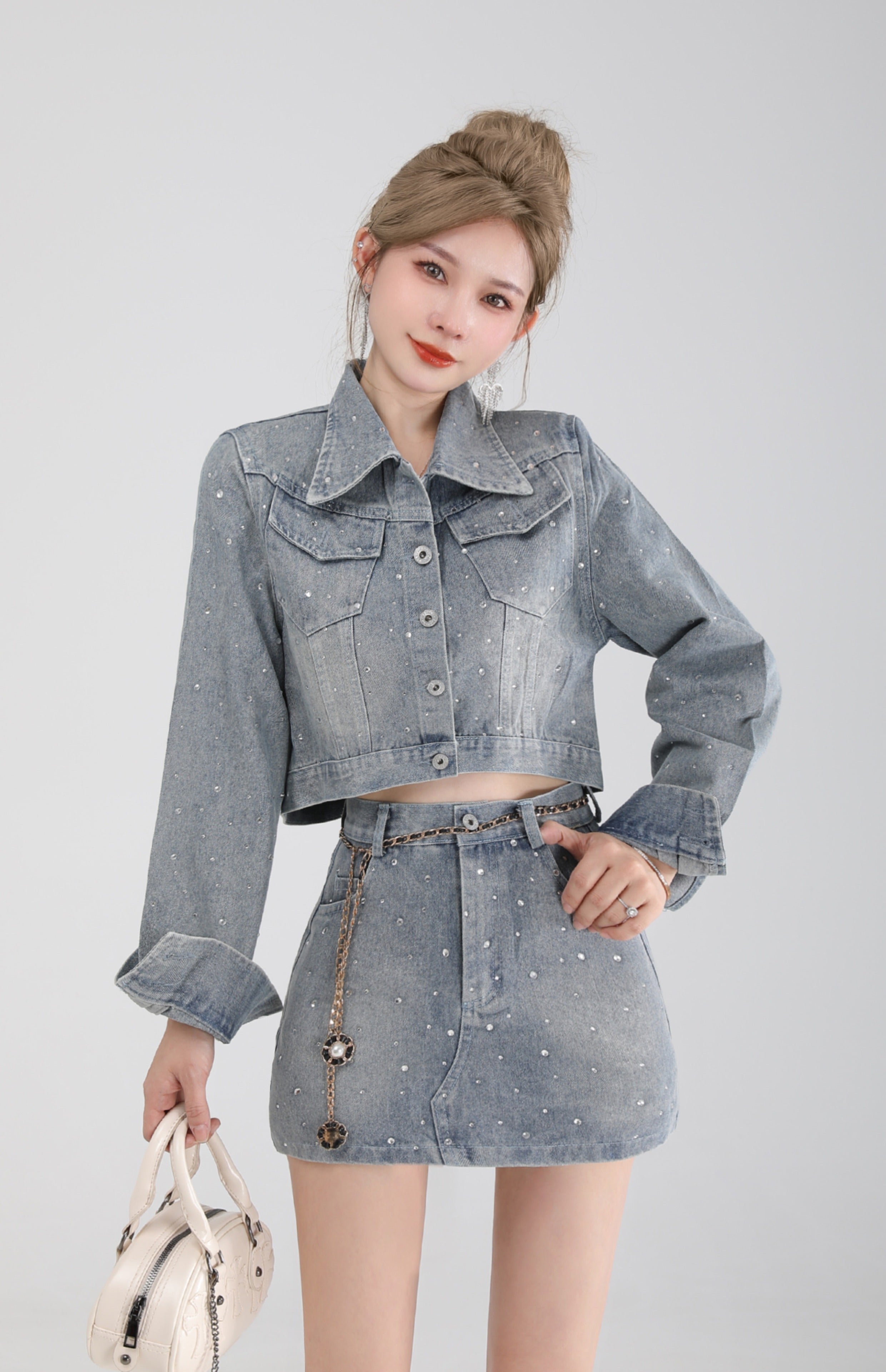 kirakira denim set upDL1358
