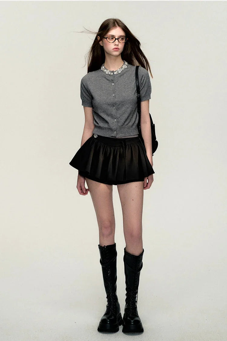college gray knit cardigan DL10006