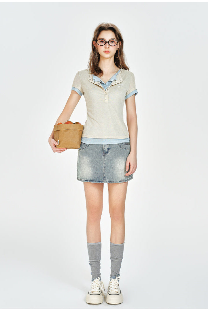 half sleeve doubie color knitDL10103