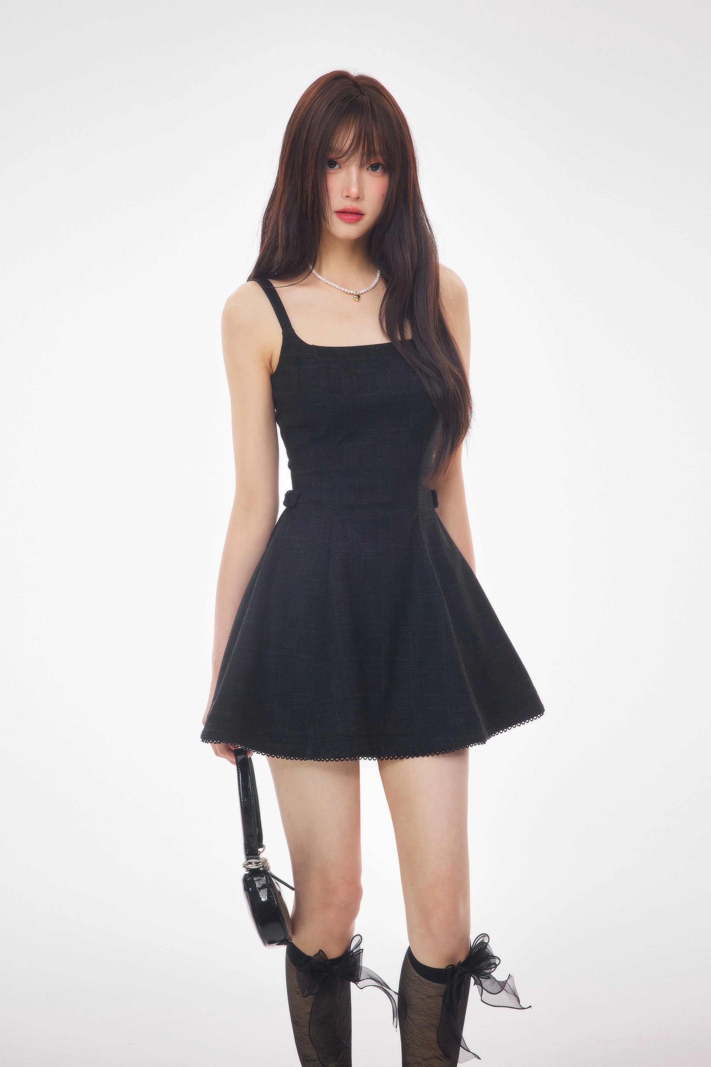 black side ribbon one-piece DL1395