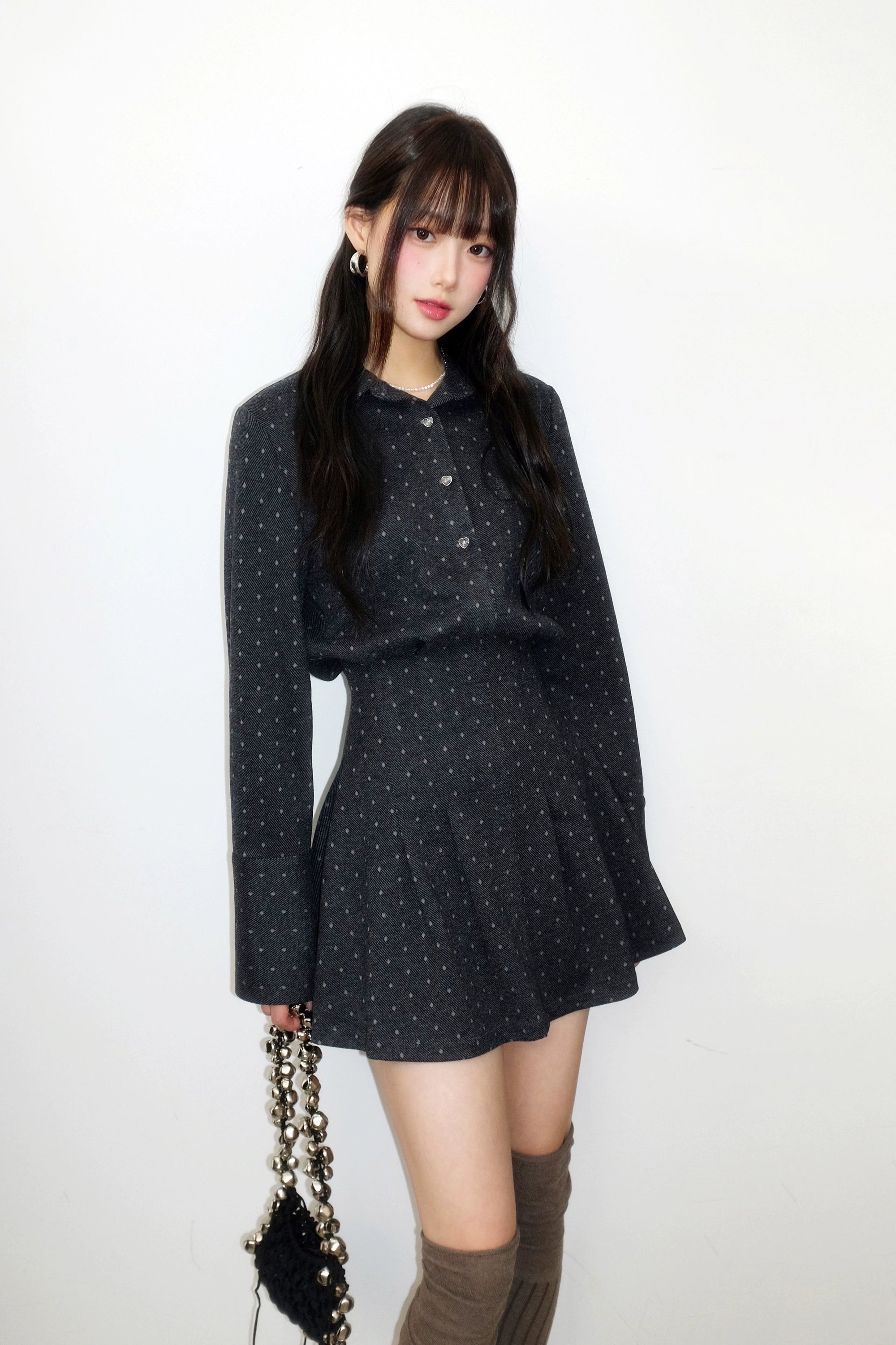 polka dot collar one-piece DL1449