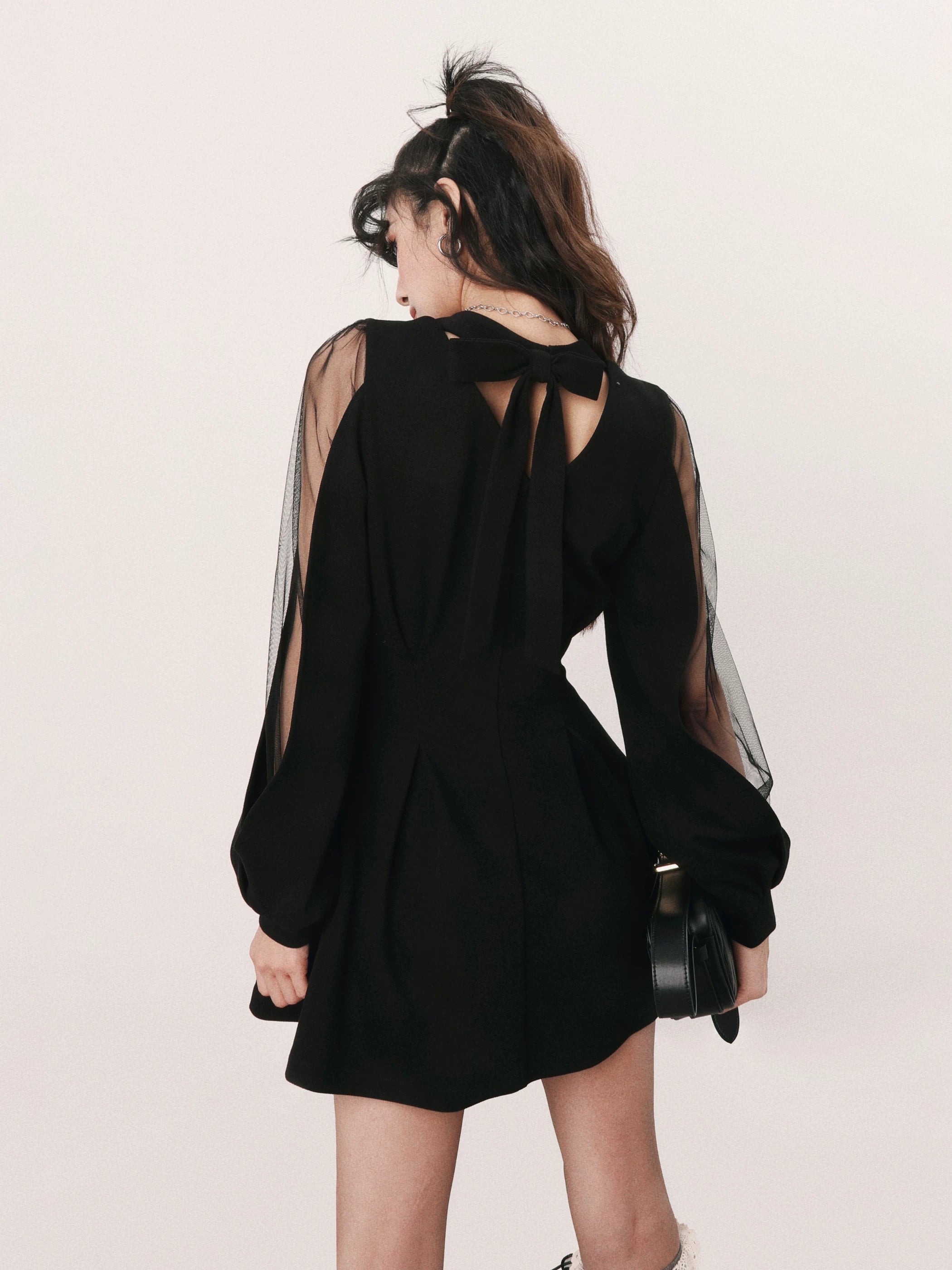 side see-through point one-piece DL1280