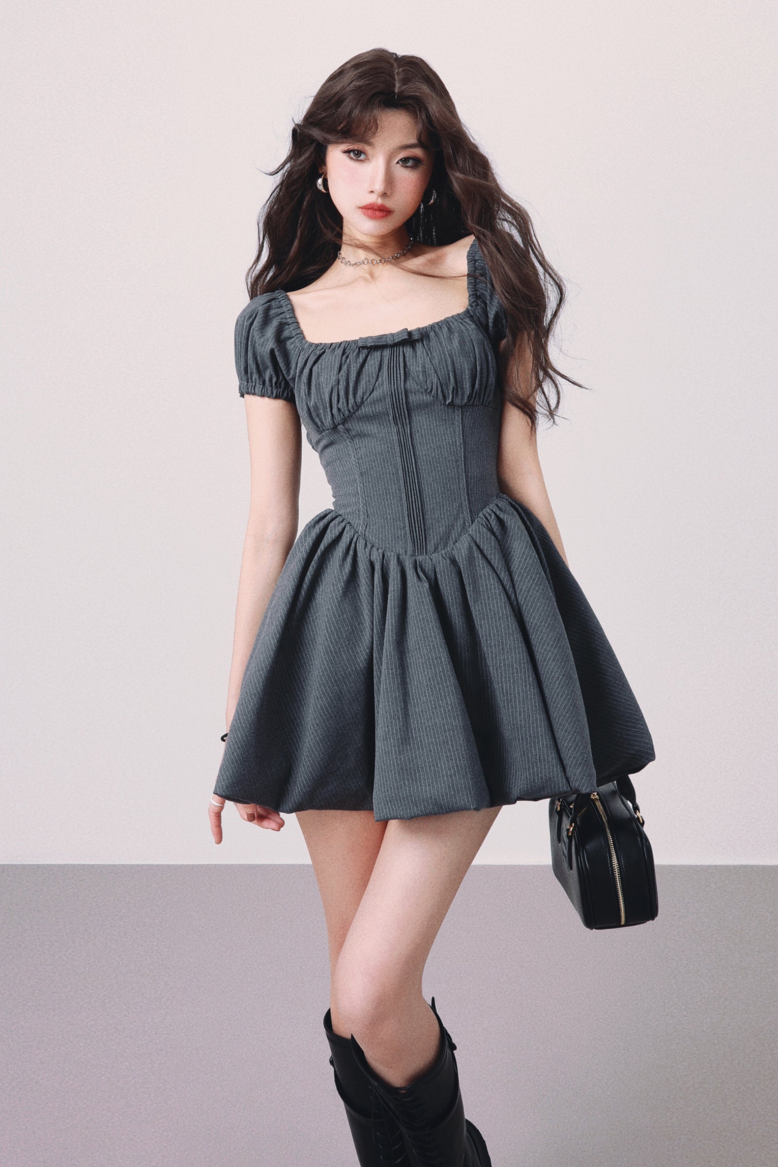 slim stripe ribon one-pice DL1315