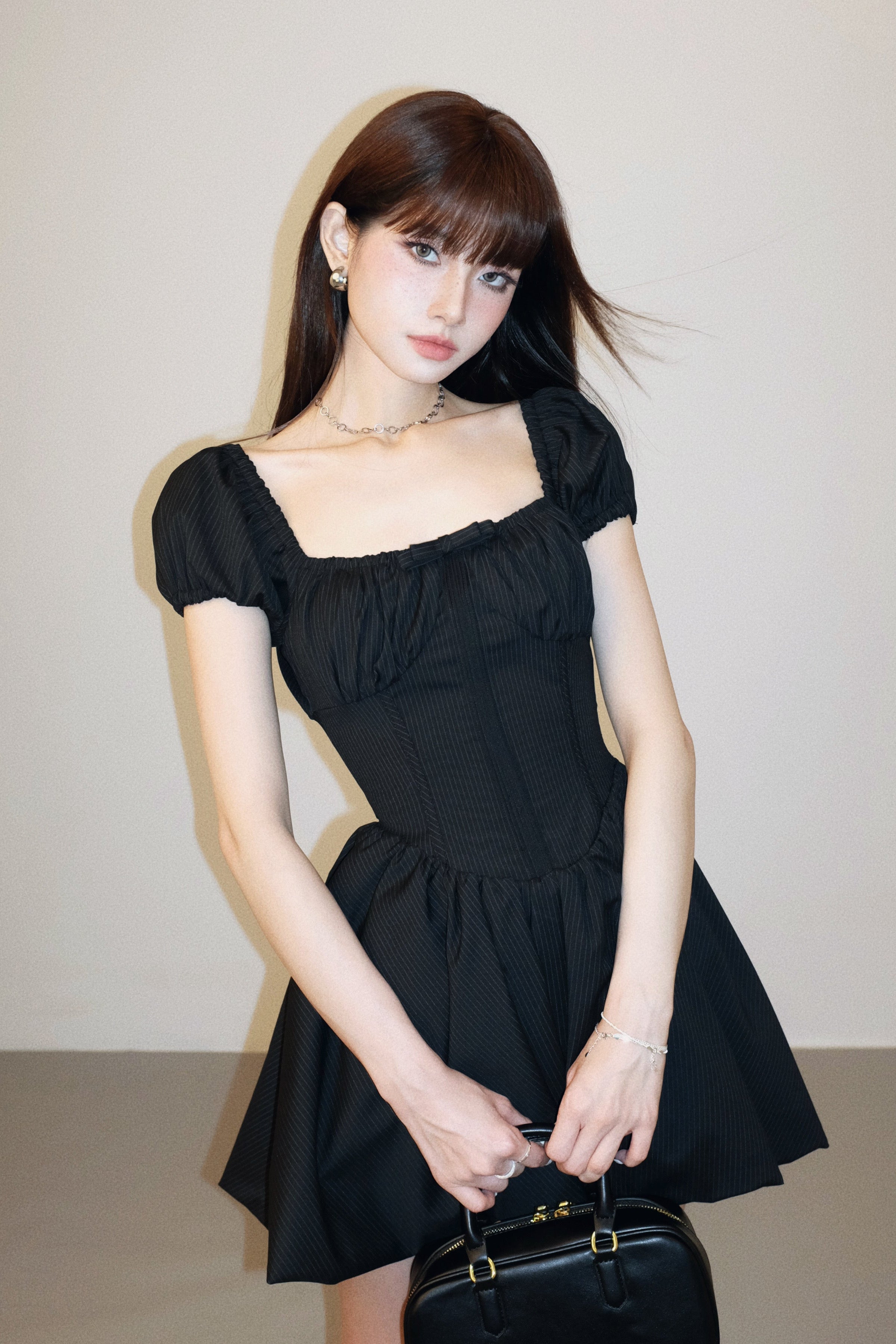 slim stripe ribon one-pice DL1315