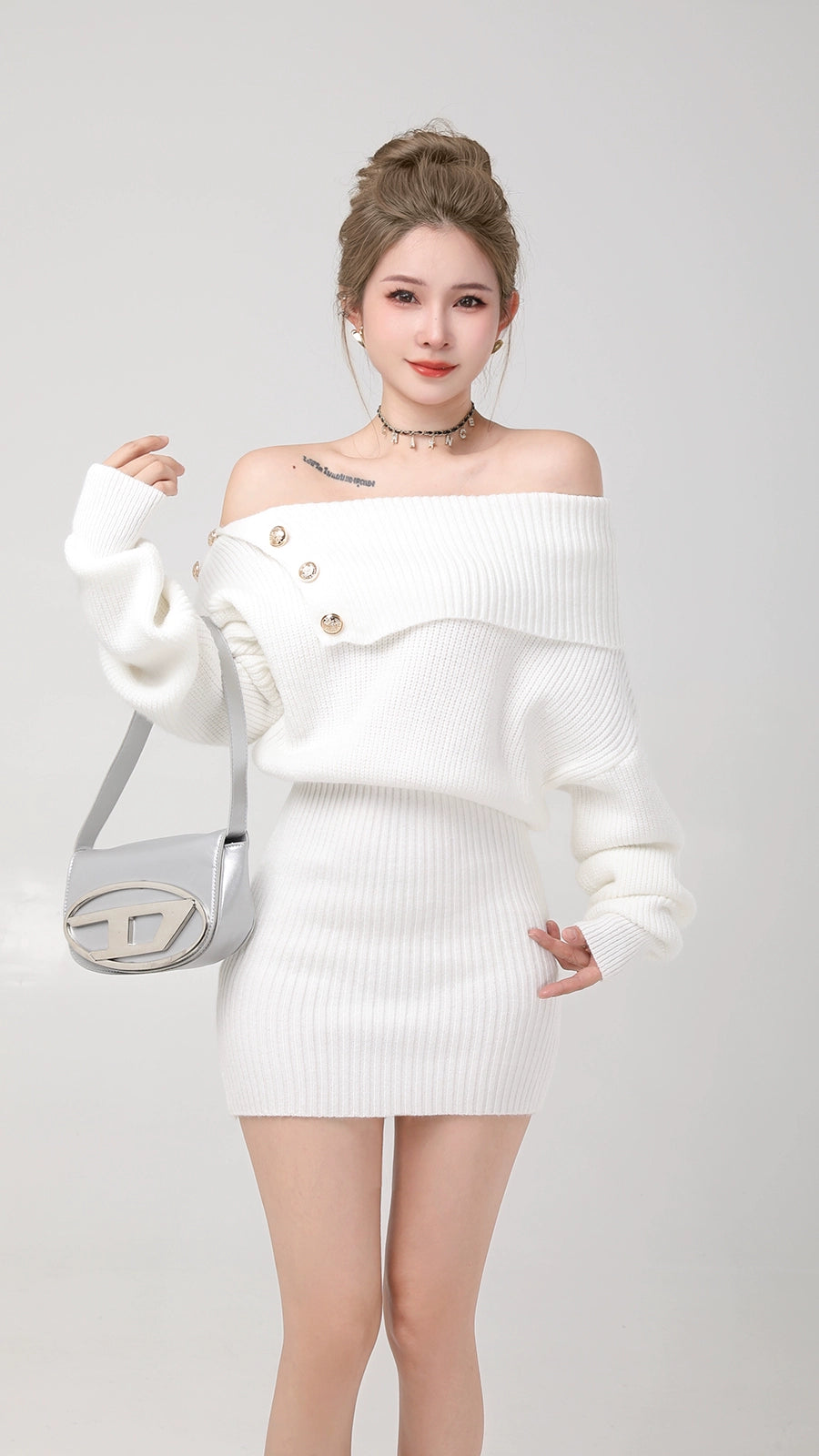 point botann off-shoulder one-piece DL1175