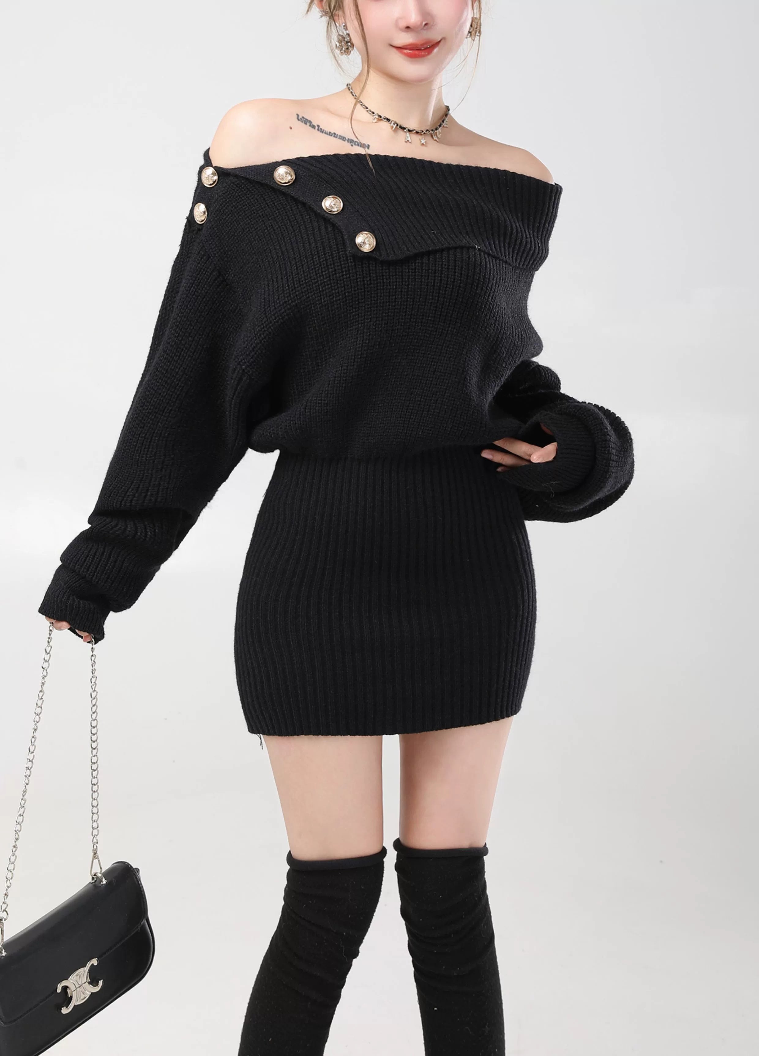 point botann off-shoulder one-piece DL1175