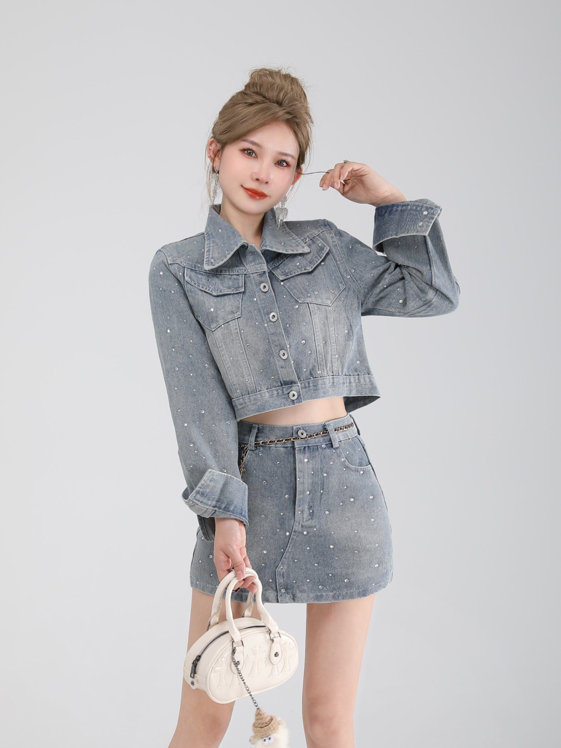 kirakira denim set upDL1358