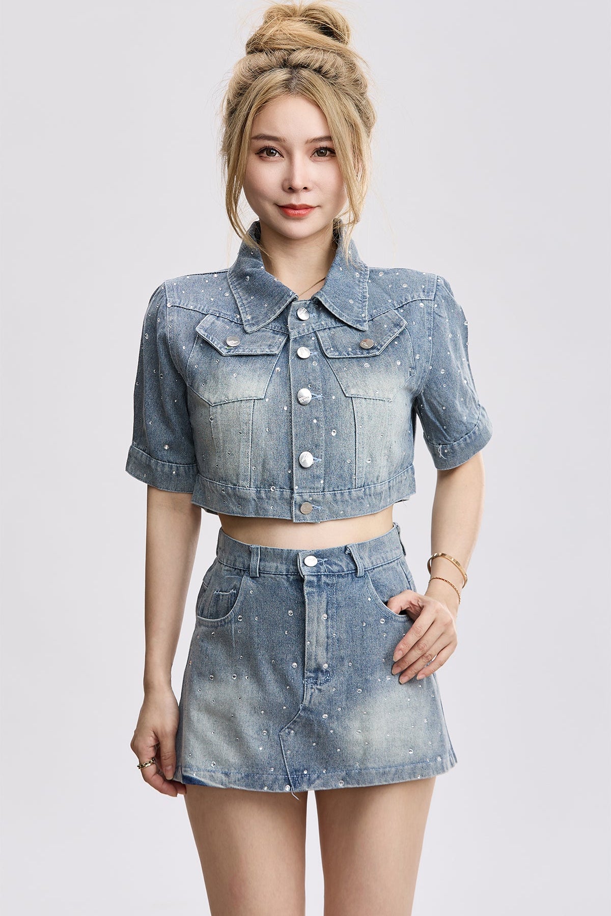 lame denim set-up DL1372