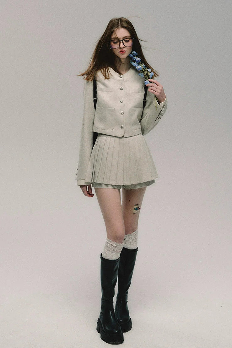 no collar gray tailored jacket DL10064