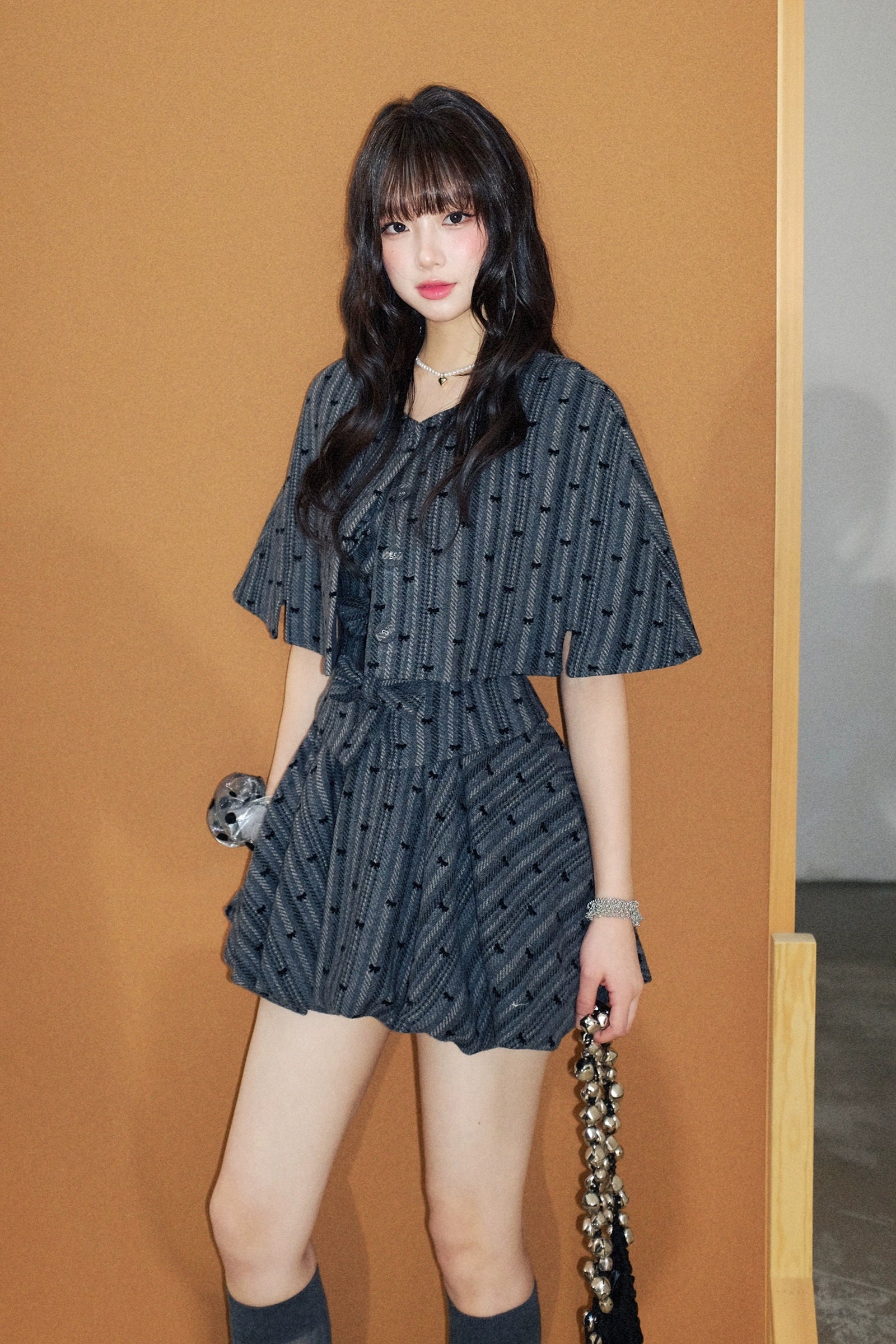 ribbon dot corset set up DL1446