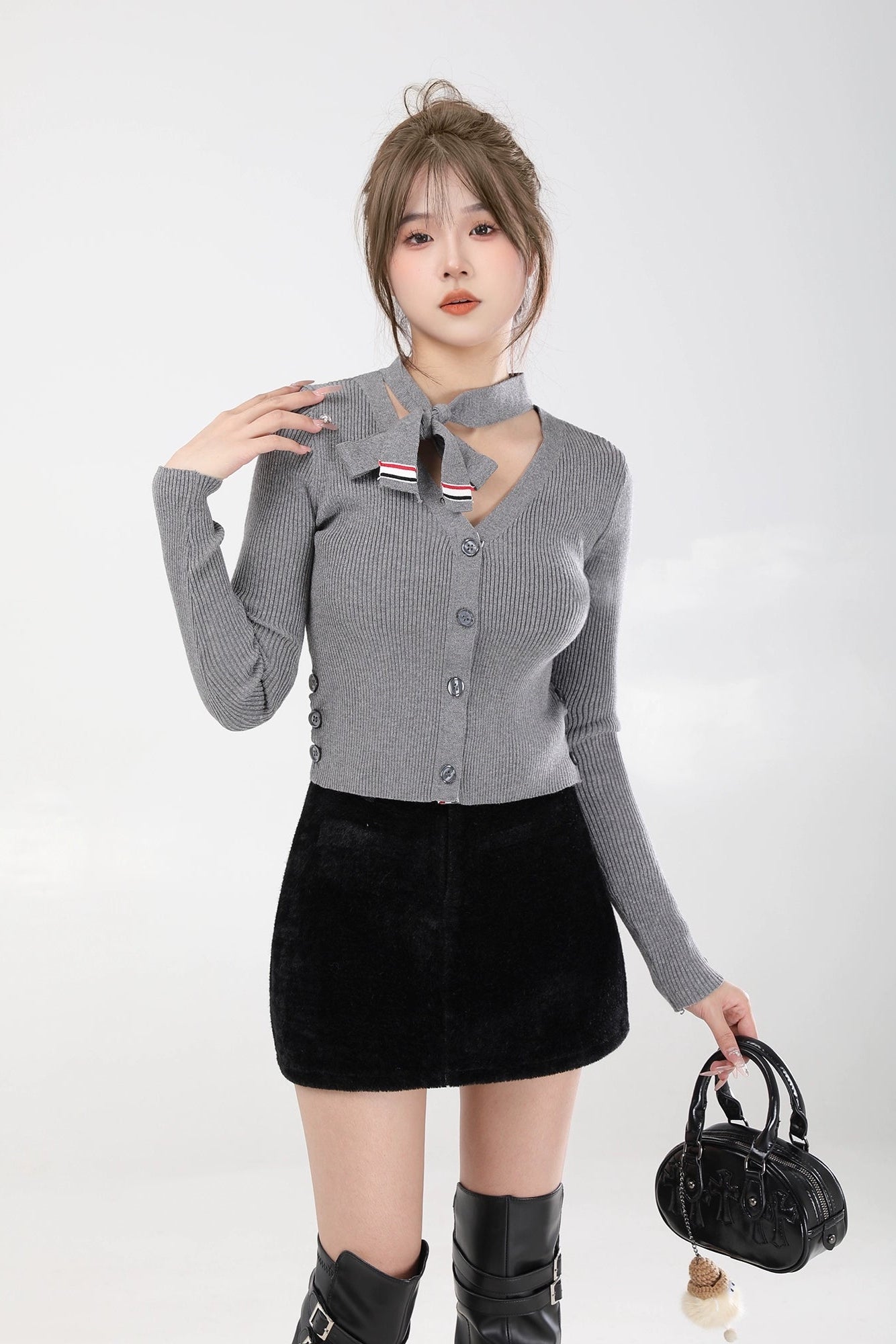 ribbon tie knit cardigan DL1464