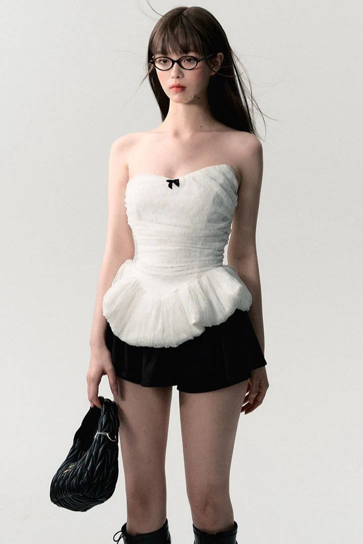 white lace heavy drap tops DL10055