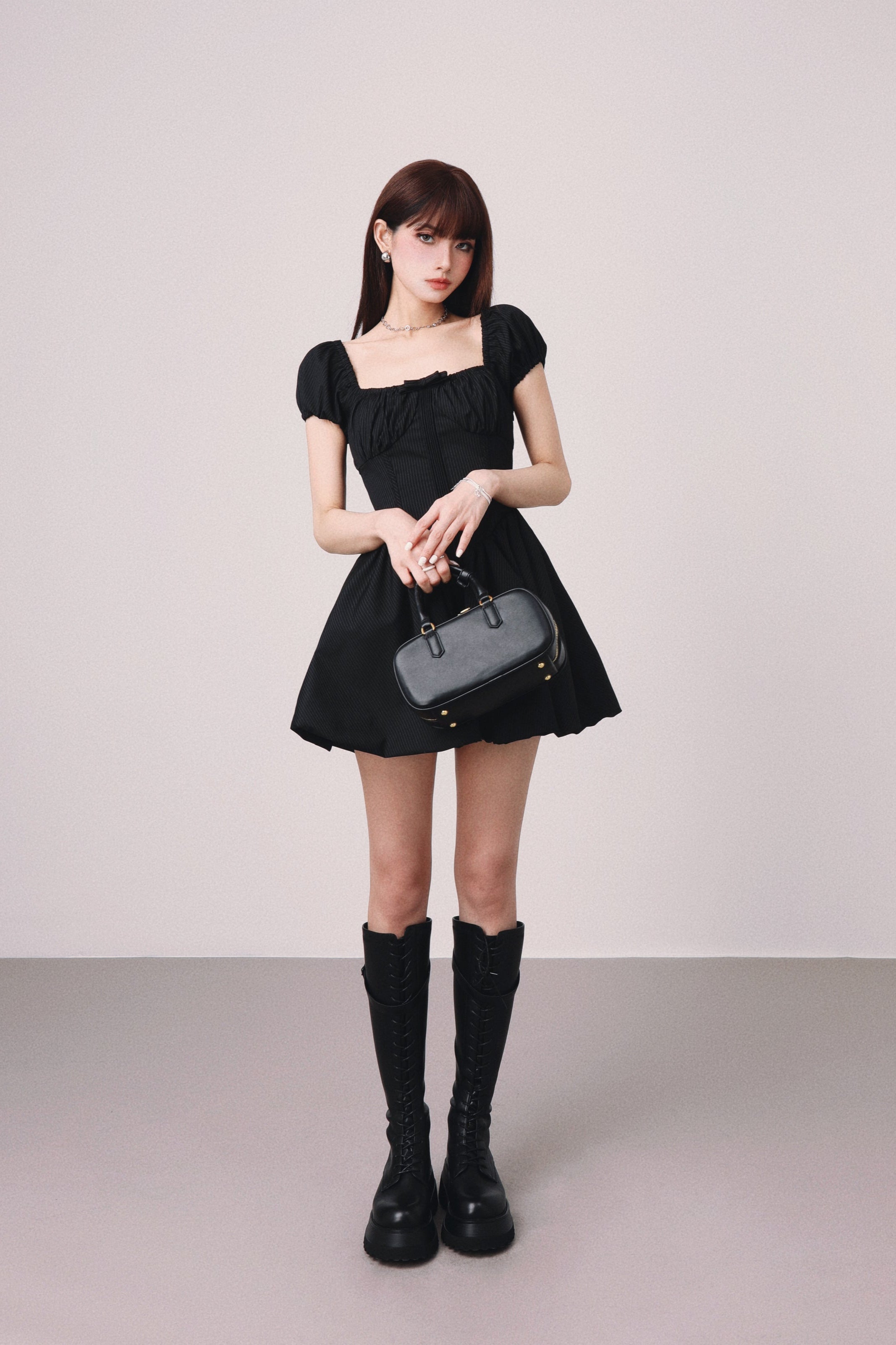 slim stripe ribon one-pice DL1315