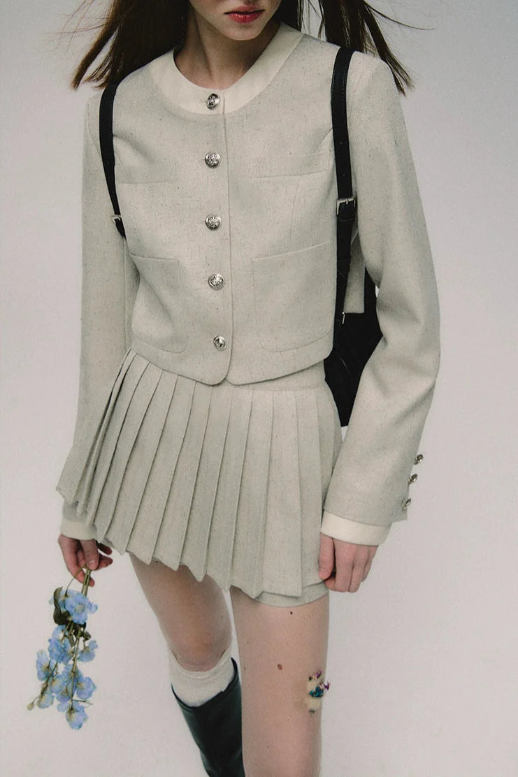 no collar gray tailored jacket DL10064