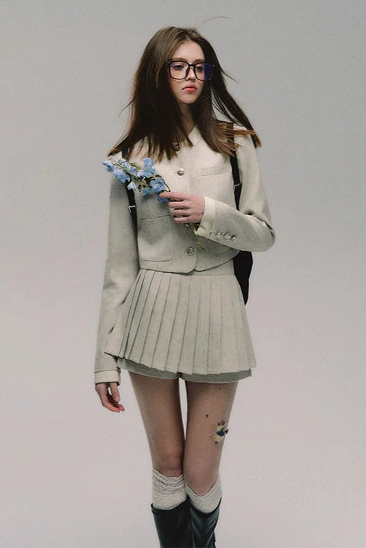 no collar gray tailored jacket DL10064