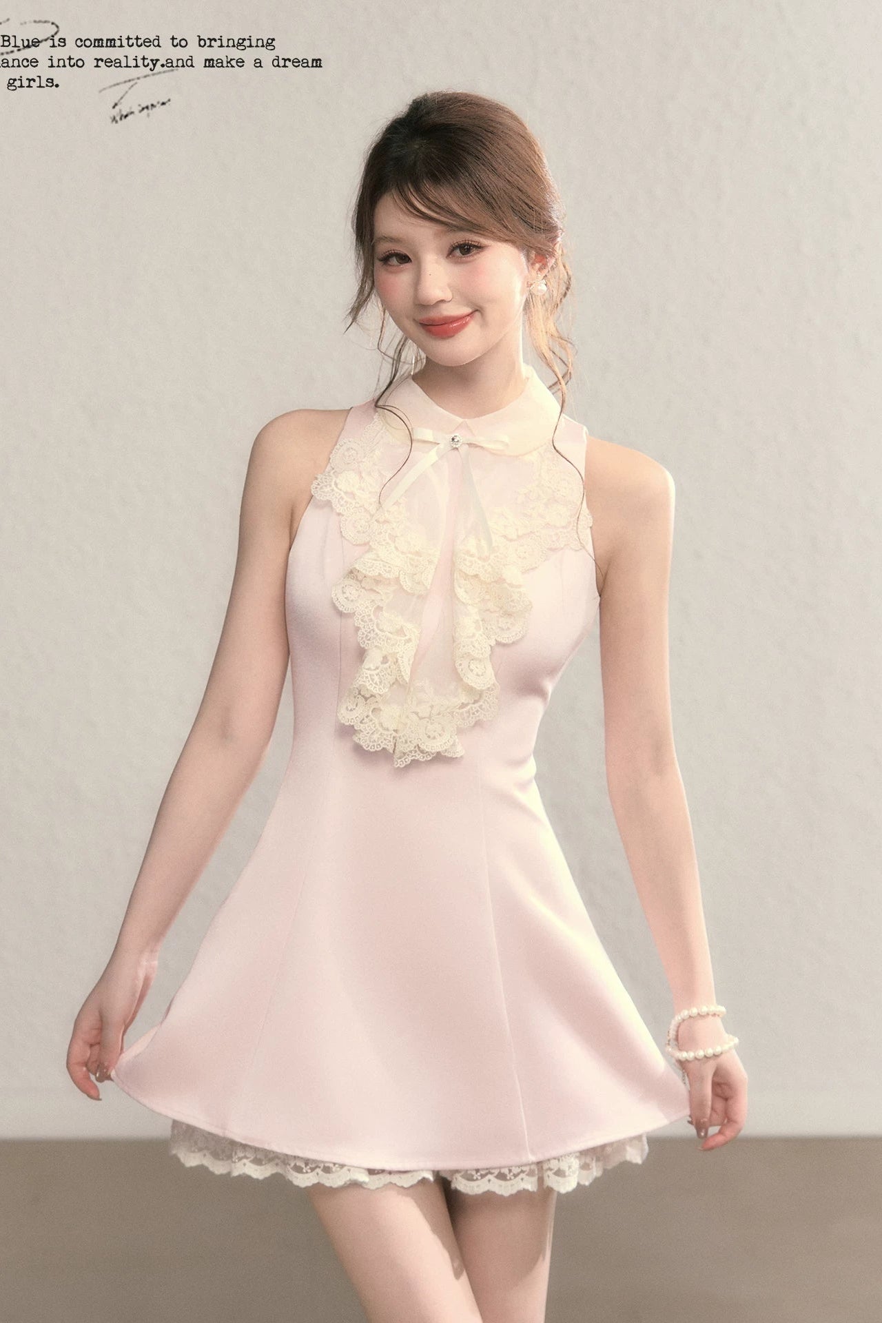 lace collar a-line mini dress DL1512