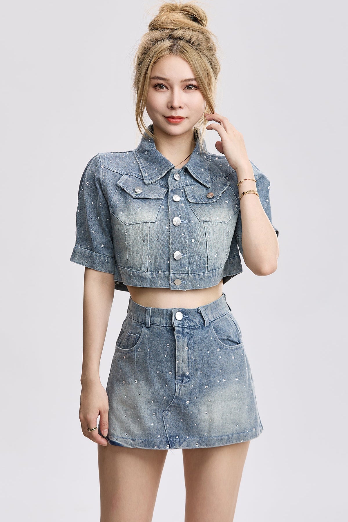 lame denim set-up DL1372