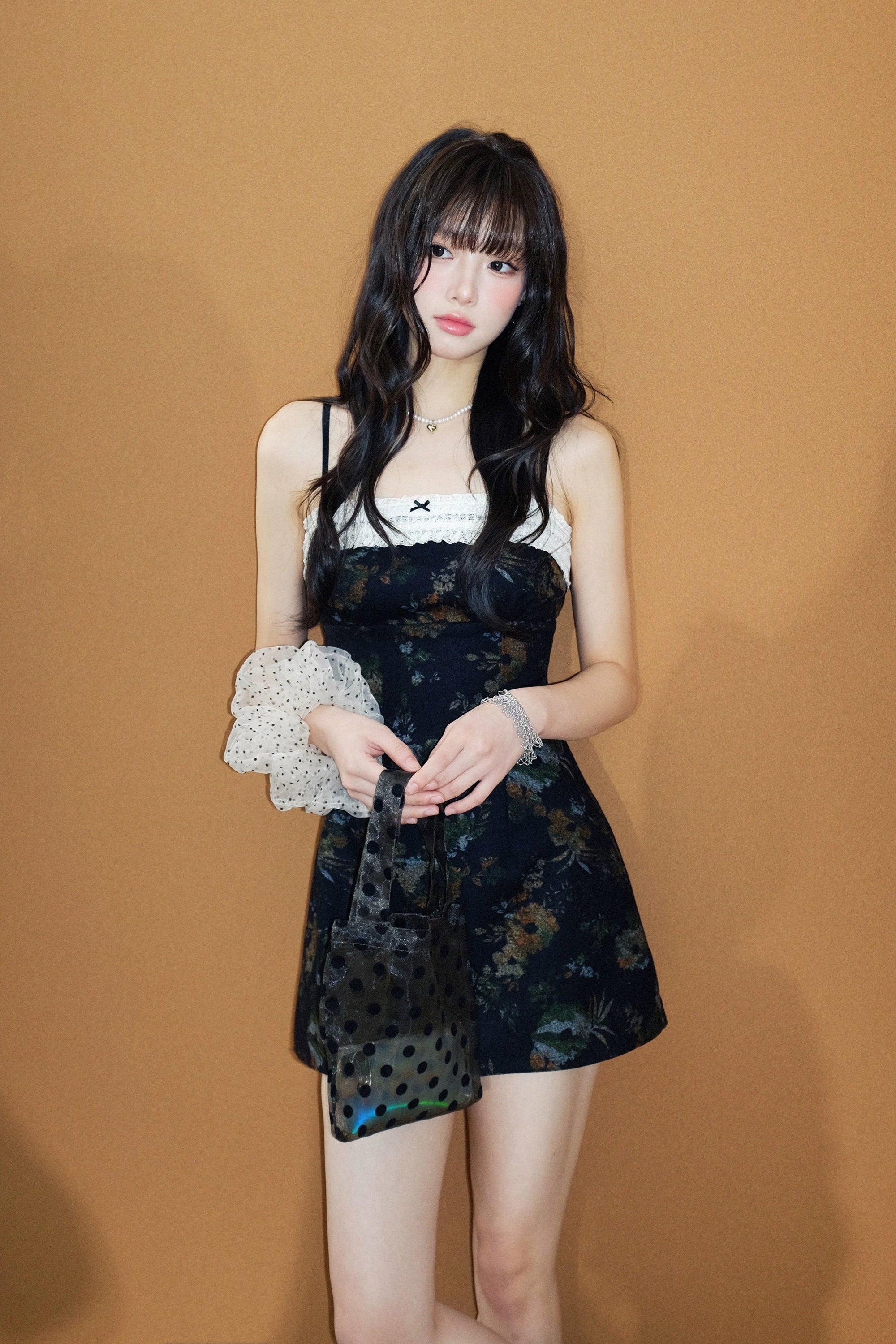 lace trim cami one-piece DL1436