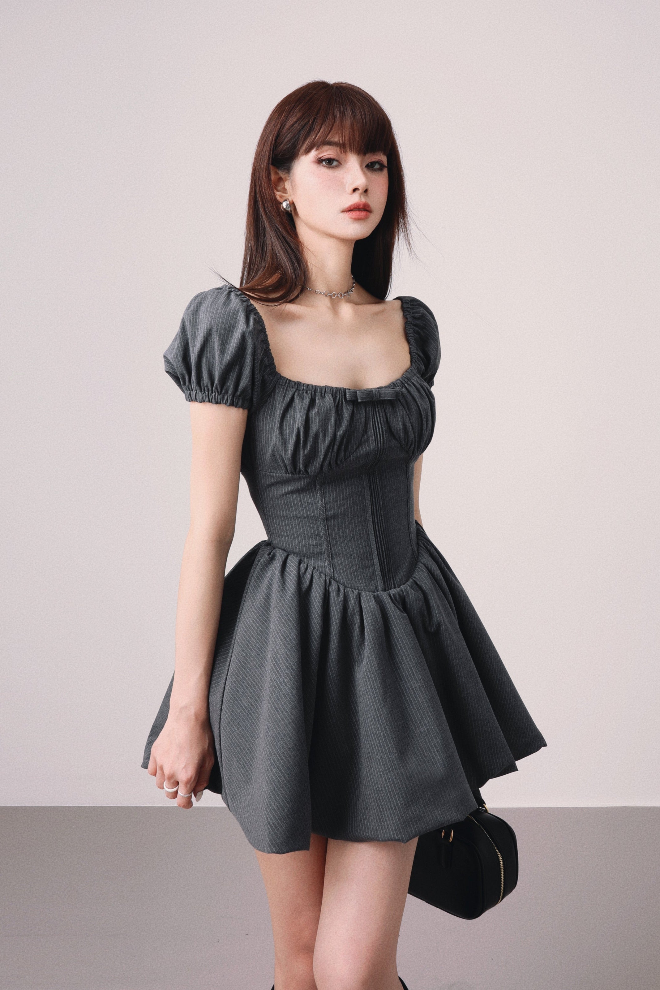 slim stripe ribon one-pice DL1315