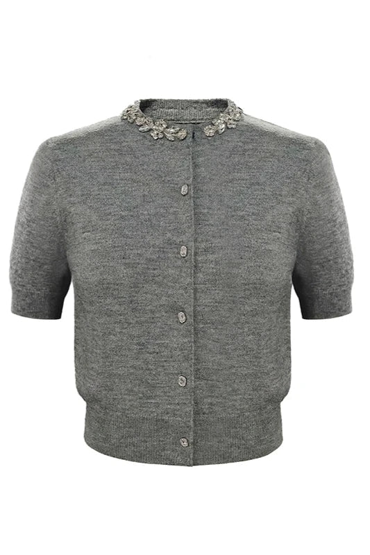 college gray knit cardigan DL10006