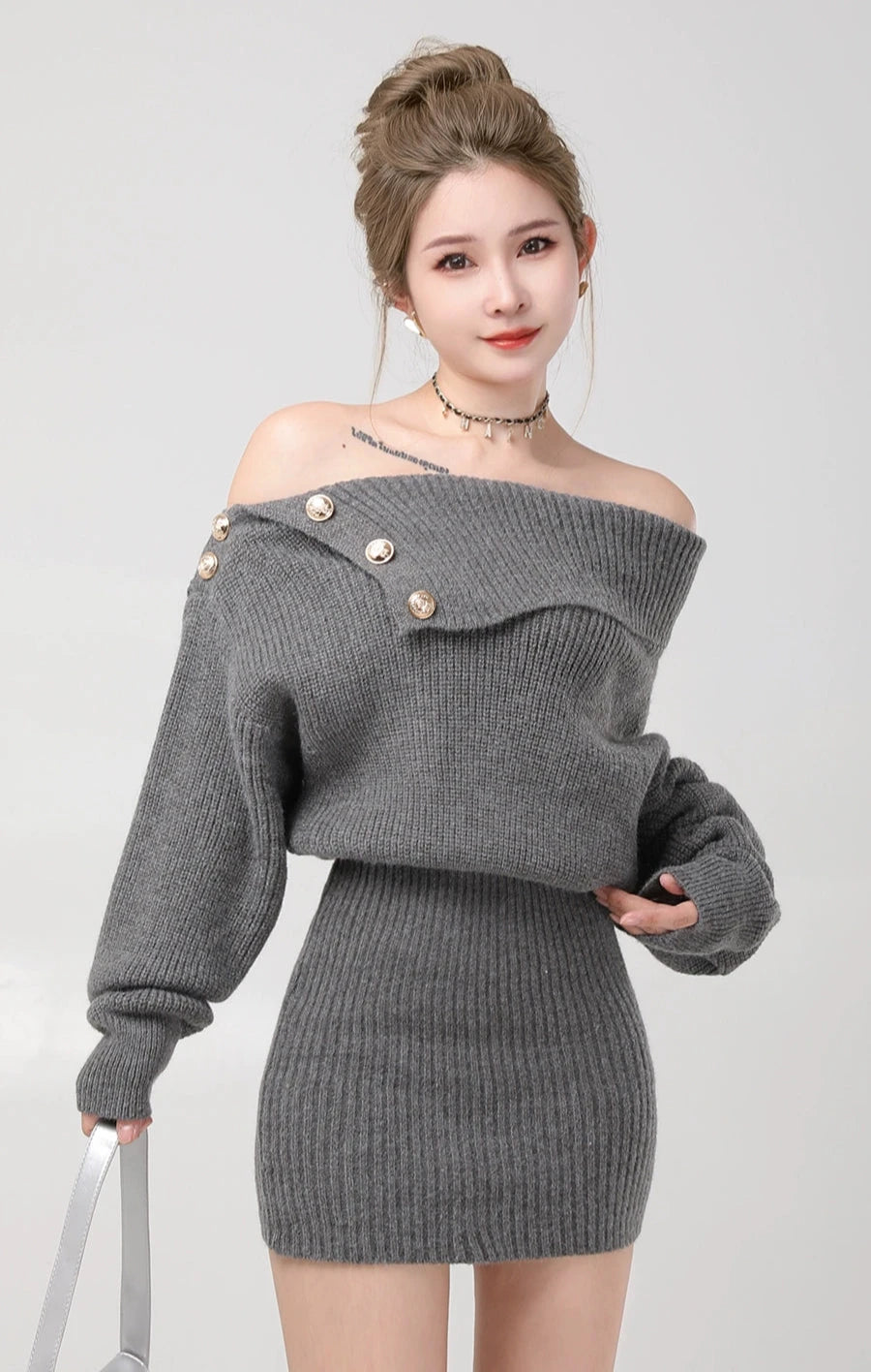 point botann off-shoulder one-piece DL1175