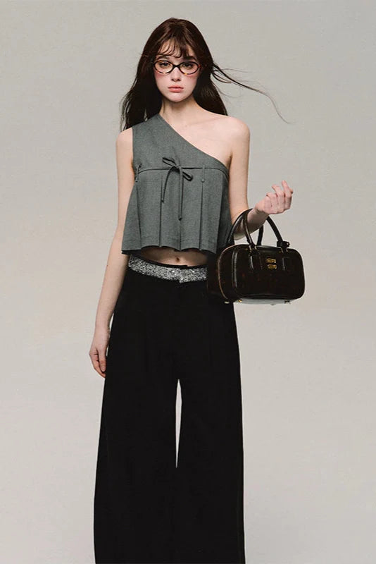 asymmetry gray tops DL10068