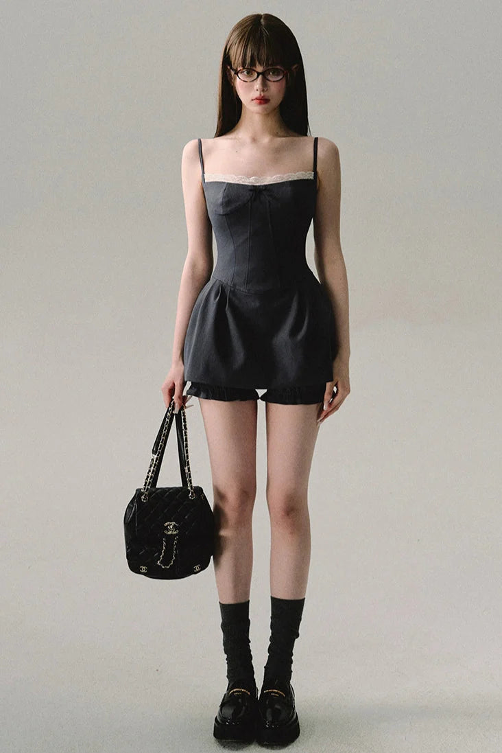 twilight gray lace sling dress DL10002