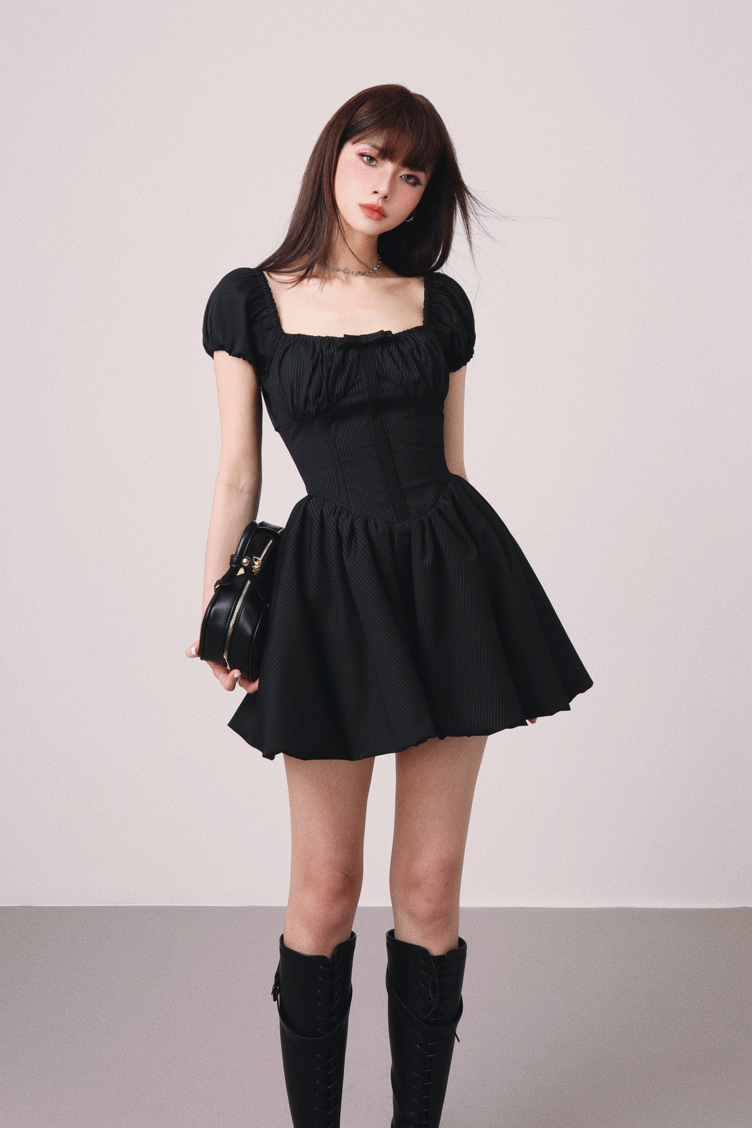 slim stripe ribon one-pice DL1315