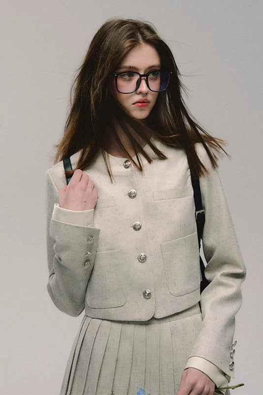 no collar gray tailored jacket DL10064