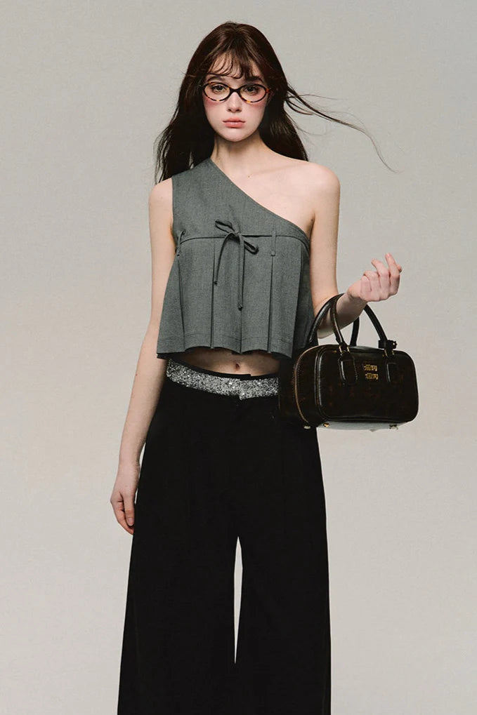 asymmetry gray tops DL10068