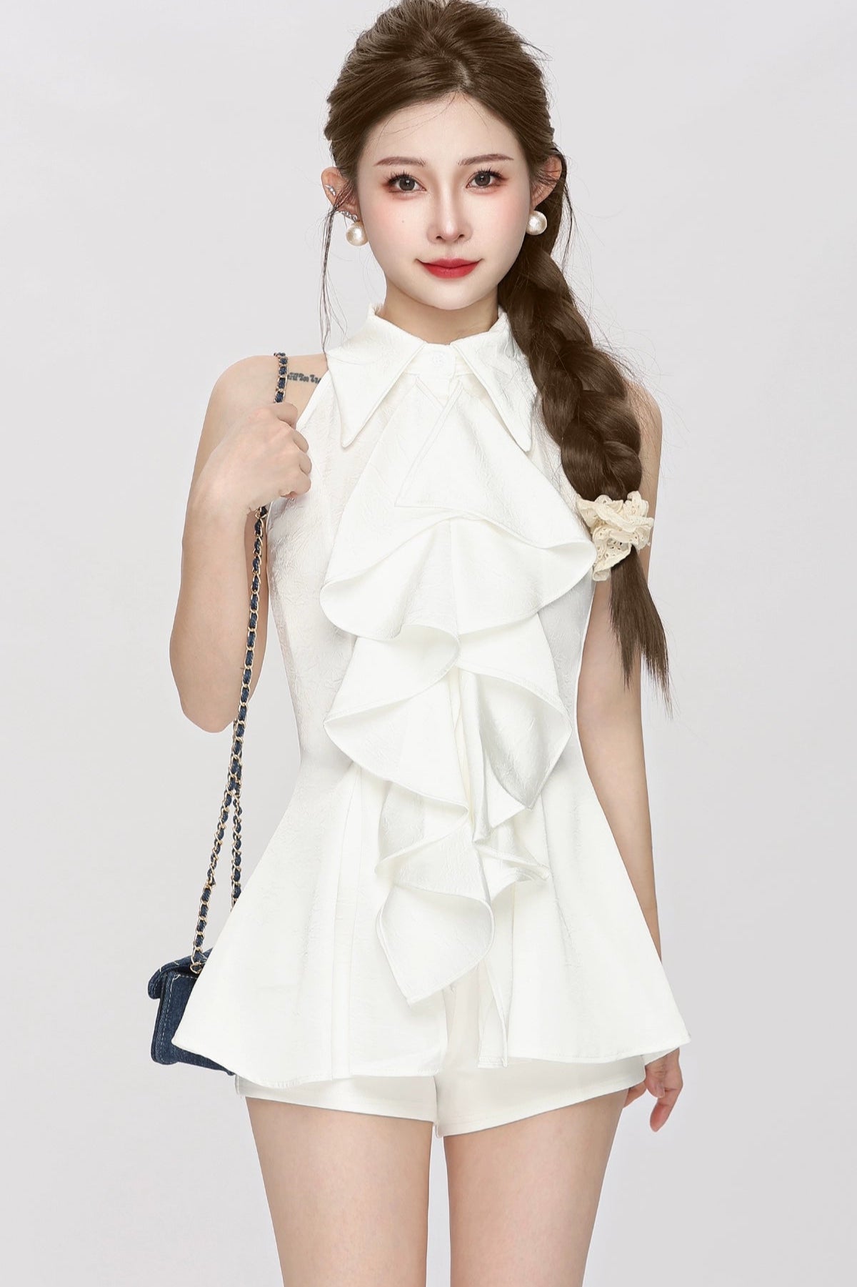 blossom ruffle summer shirt DL1391