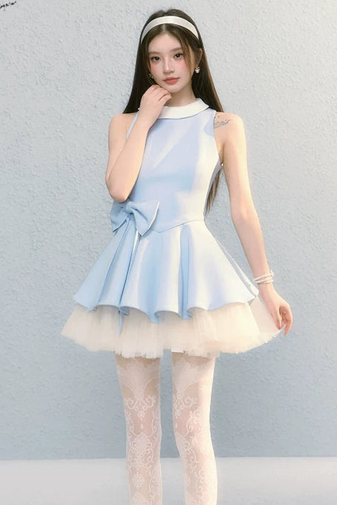 pastel ribbon peplum ballet dress DL1508