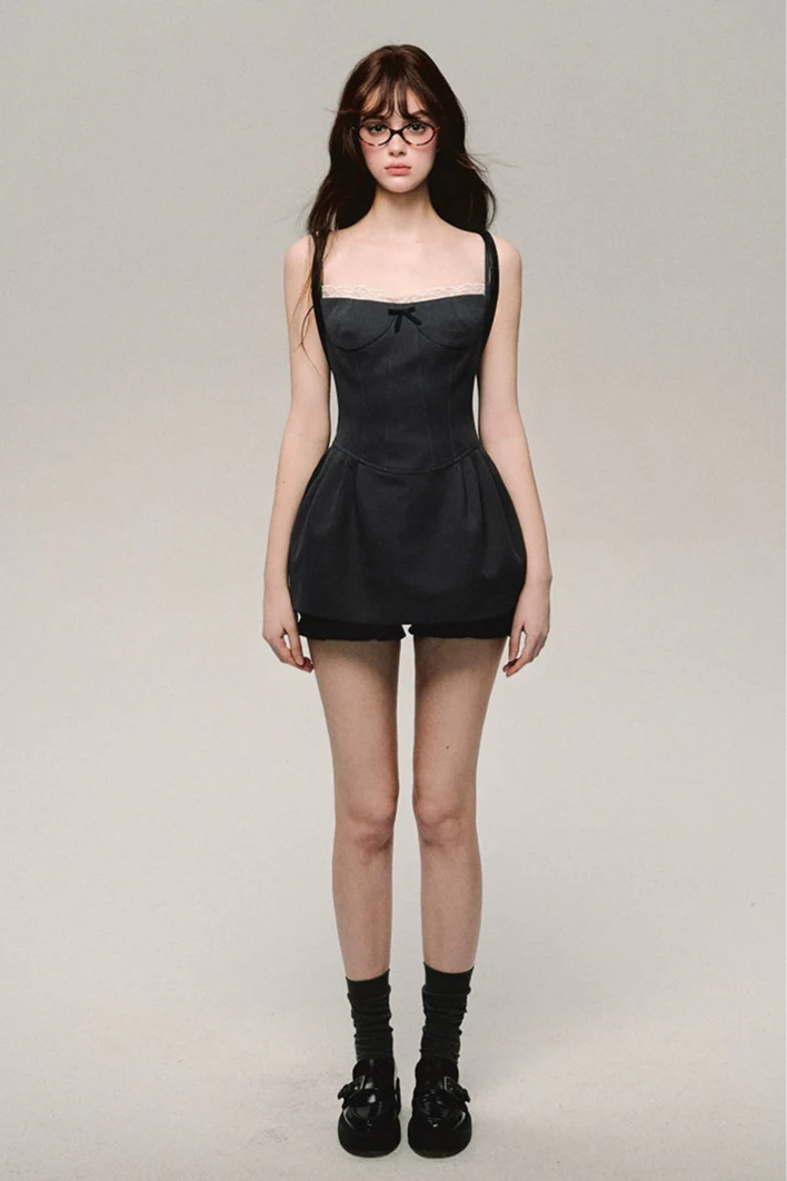 twilight gray lace sling dress DL10002