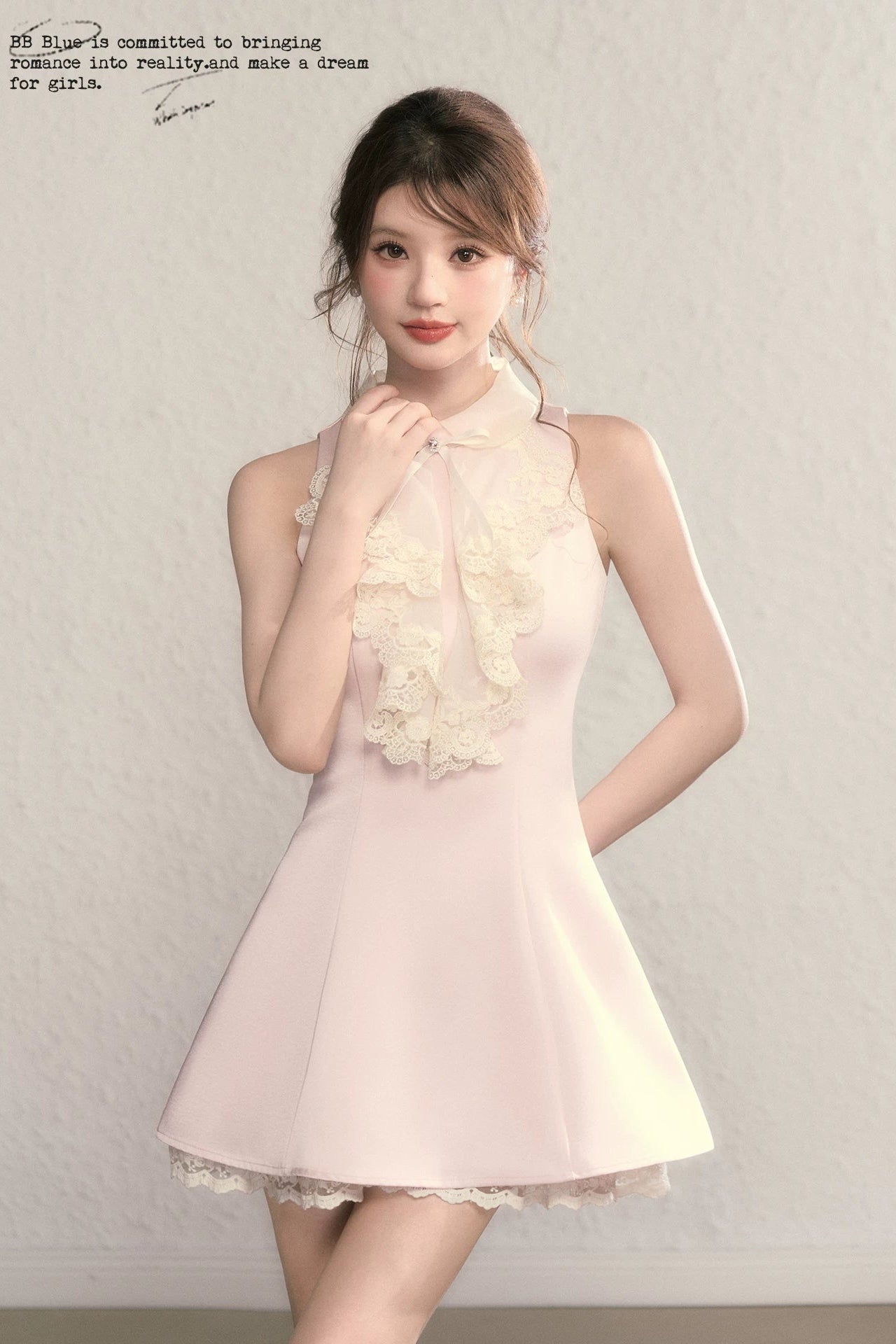 lace collar a-line mini dress DL1512