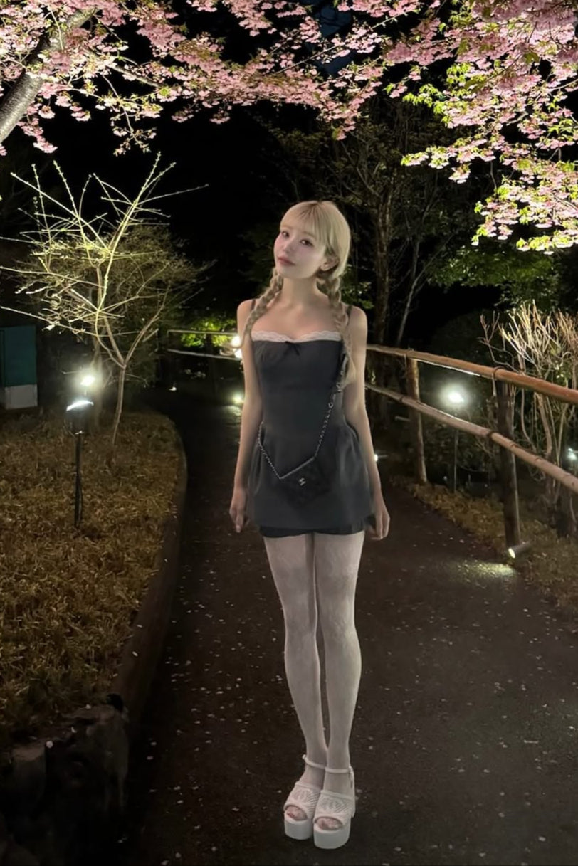 twilight gray lace sling dress DL10002