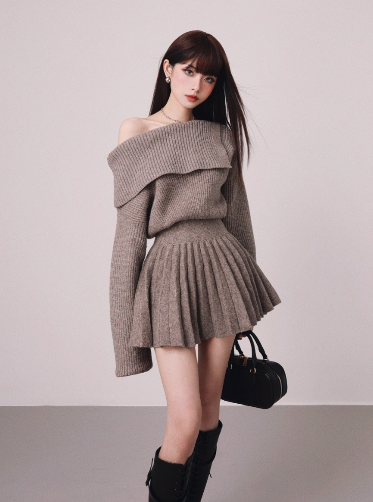 DALLA】off shoulder pleats one-piece L