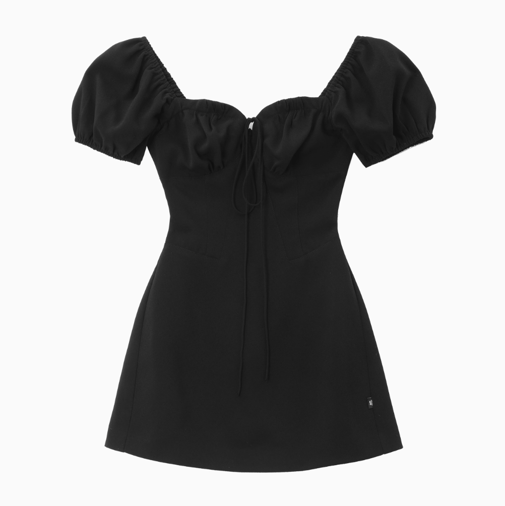 black puff sleeve one-piece DL1410