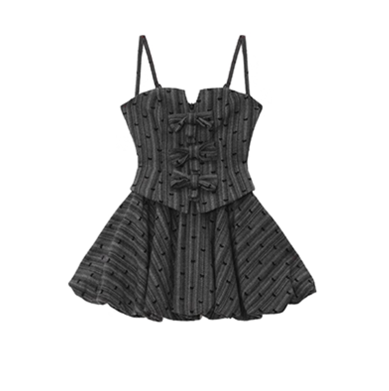 ribbon dot corset set up DL1446