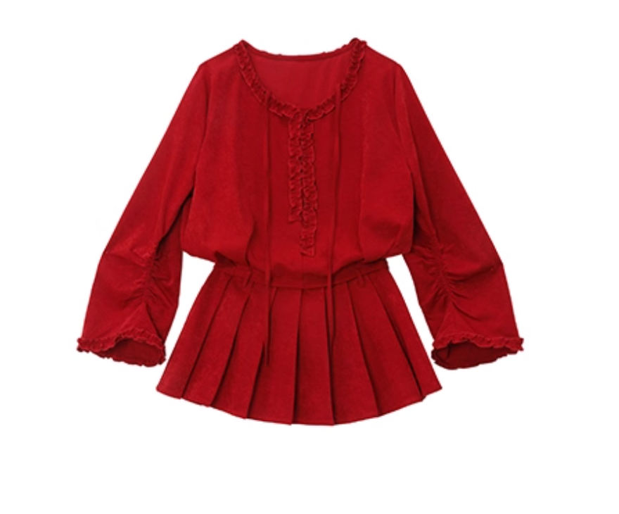 velour frill shirt one-piece DL1442