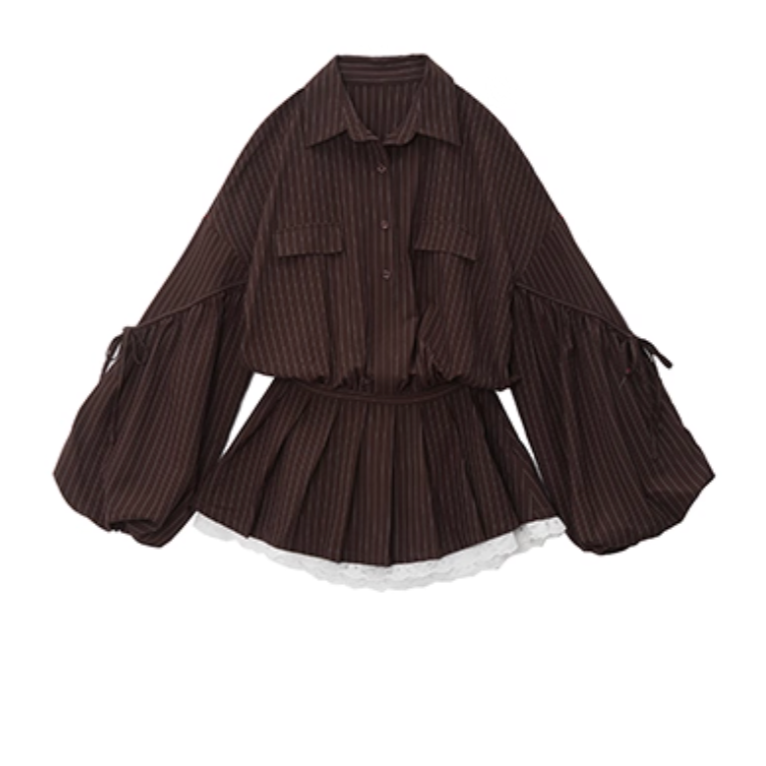 stripe frill layer one-piece DL1443