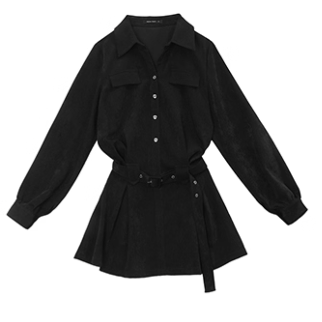 black mini shirt one-piece DL1444