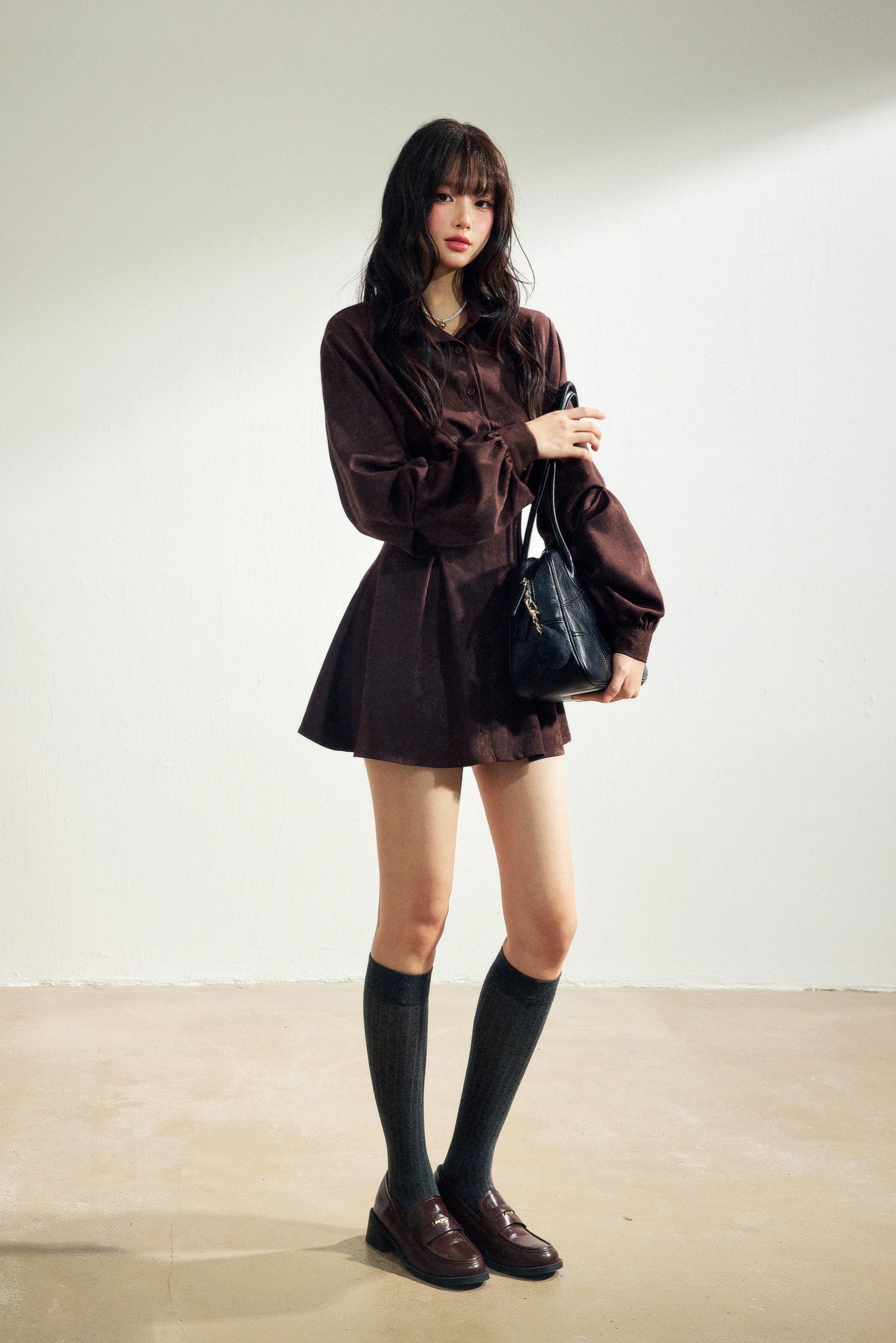 velour flare shirt one-piece DL1440